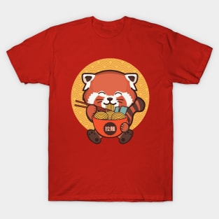 Kawaii Red Panda Eating Ramen T-Shirt